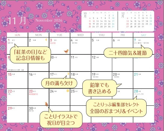 ことりっぷ 旅するカレンダー 2026 卓上版(洋柄)