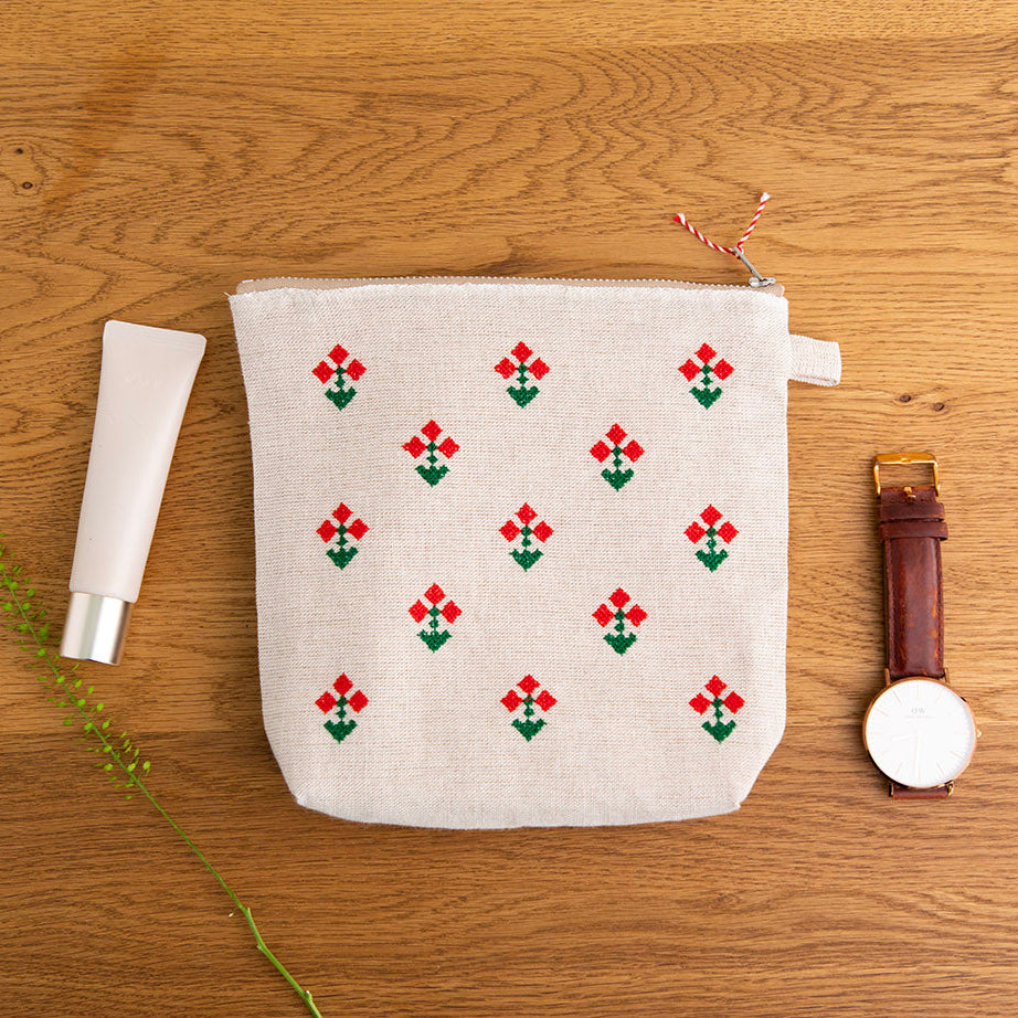 刺繍ポーチ アマリリス【テンジンファクトリー】