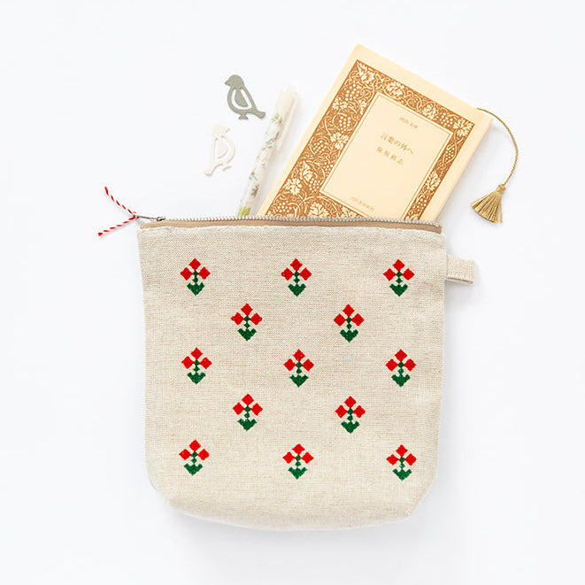 刺繍ポーチ アマリリス【テンジンファクトリー】