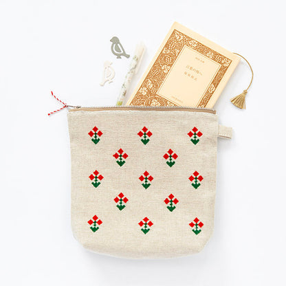 刺繍ポーチ アマリリス【テンジンファクトリー】