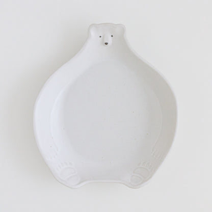 シロクマのお皿 大【よしざわ窯】