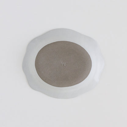 ホワイトグレー 西洋花楕円皿【よしざわ窯】