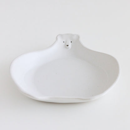 シロクマのお皿 大【よしざわ窯】